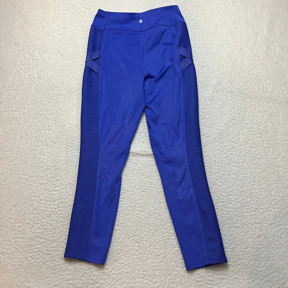 Avia Leggings Girls XL Blue Sparkle Ribbed Mesh VA31100013493D Activewear